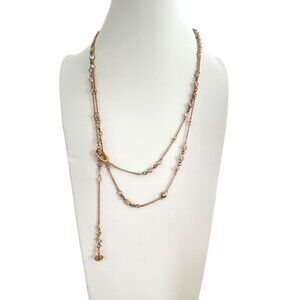 Henri Bendel Gold over Sterling Silver Pave Station Necklace Multiway lariat 48"